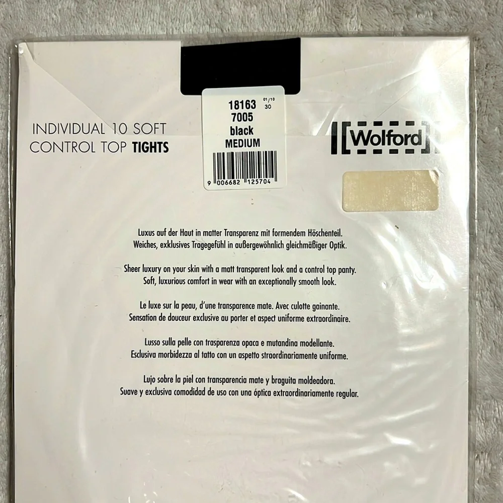 Wolford Individual 10 Black Soft Control Top Tights. Sizes Medium
